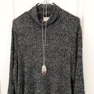 black and grey speckled sweater